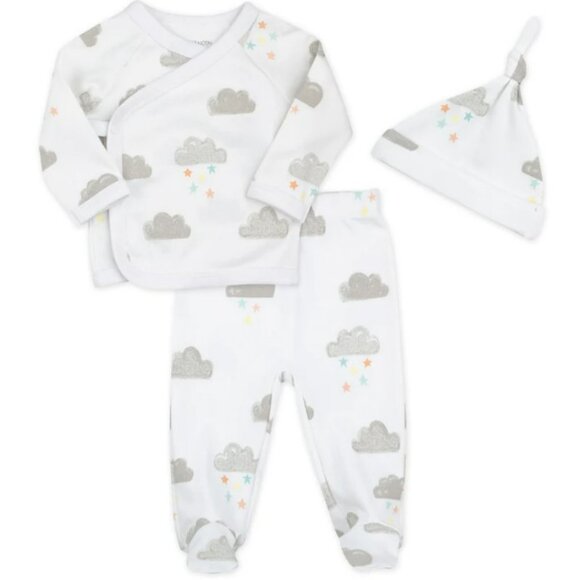 Mac & Moon Other - NWT. MAC & MOON Baby Neutral 3-Piece Organic Cotton Footed Set in Cloud Print